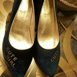 Irregular choice velvet wedged shoes